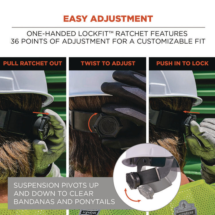 Skullerz 8986 6-Point Hard Hat Suspension Replacement, Gray