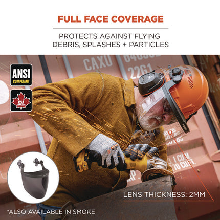 Skullerz 8994 Anti-Scratch/Anti-Fog Hard Hat Face Shield, Cap-Style/Safety Helmet Adapter, Clear Lens