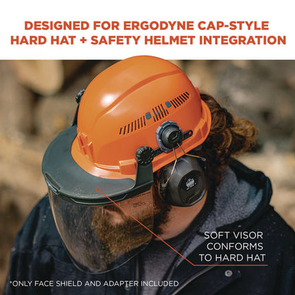 Skullerz 8994 Anti-Scratch/Anti-Fog Hard Hat Face Shield, Cap-Style/Safety Helmet Adapter, Clear Lens