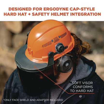 Skullerz 8994 Anti-Scratch/Anti-Fog Hard Hat Face Shield, Cap-Style/Safety Helmet Adapter, Smoke Lens