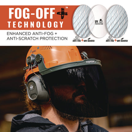 Skullerz 8994 Anti-Scratch/Anti-Fog Hard Hat Face Shield, Cap-Style/Safety Helmet Adapter, Smoke Lens