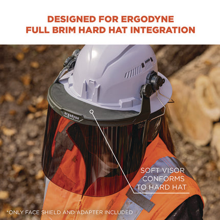Skullerz 8995 Anti-Scratch and Anti-Fog Hard Hat Face Shield with Adapter for Full Brim, Smoke Lens