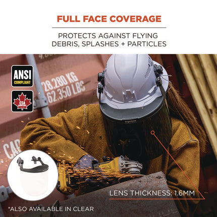Skullerz 8995 Anti-Scratch and Anti-Fog Hard Hat Face Shield with Adapter for Full Brim, Smoke Lens