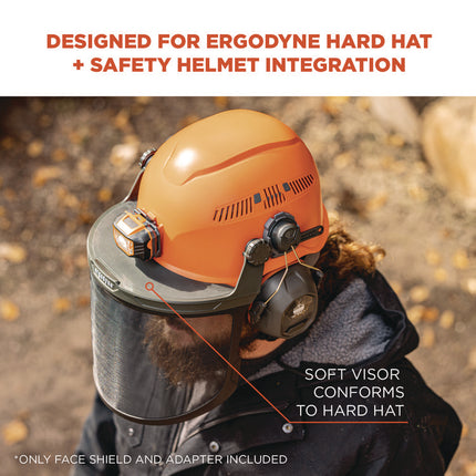 Skullerz 8989 Mesh Face Shield with Adapter for Hard Hat and Safety Helmet, Gray
