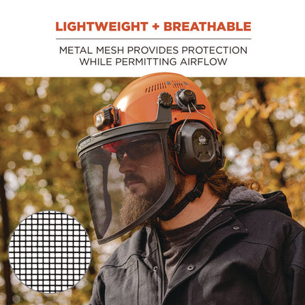 Skullerz 8989 Mesh Face Shield with Adapter for Hard Hat and Safety Helmet, Gray