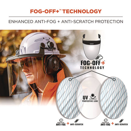 Skullerz 8998 Anti-Scratch/Anti-Fog Face Shield Replacement for Full Brim Hard Hat, Clear Lens