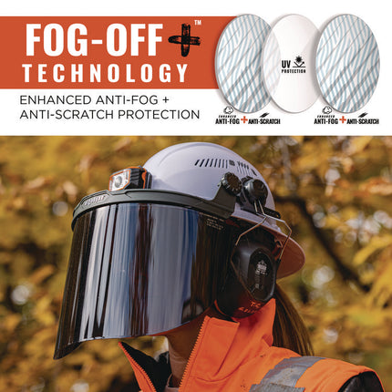 Skullerz 8998 Anti-Scratch/Anti-Fog Face Shield Replacement for Full Brim Hard Hat, Smoke Lens