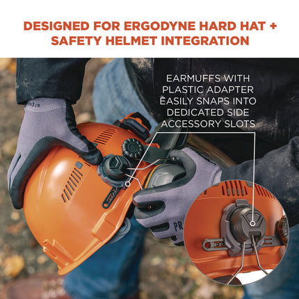 Skullerz 8880 NRR 26dB Hard Hat Mounted Earmuffs, Cap-Style, Gray