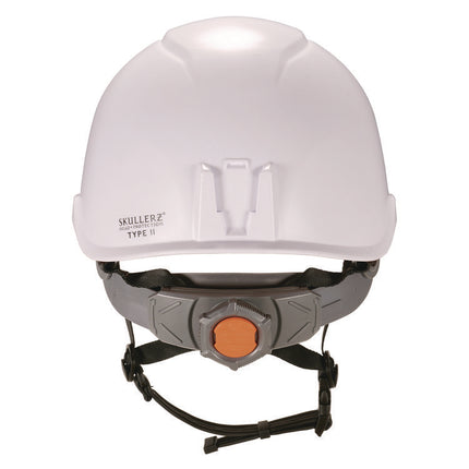 Skullerz 8976LED Class E Safety Helmet with LED Light, 6-Point Rachet Suspension, White