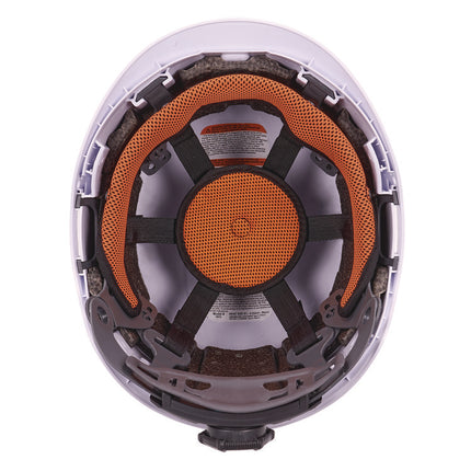 Skullerz 8976LED Class E Safety Helmet with LED Light, 6-Point Rachet Suspension, White