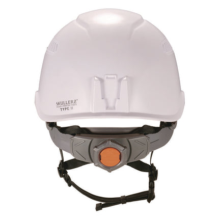 Class C Safety Helmet with LED Light and Adjustable Venting, 6-Point Rachet Suspension, White