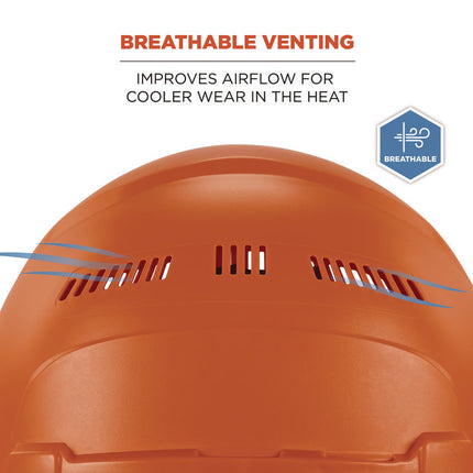 Skullerz 8966 Class C Lightweight CapStyle Hard Hat, Adjustable Venting, 6-Point Rachet Suspension, Orange