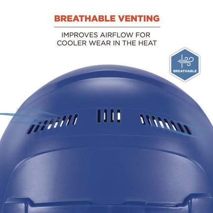 Skullerz 8966 Class C Lightweight Cap-Style Hard Hat, Adjustable Venting, 6-Point Rachet Suspension, Blue