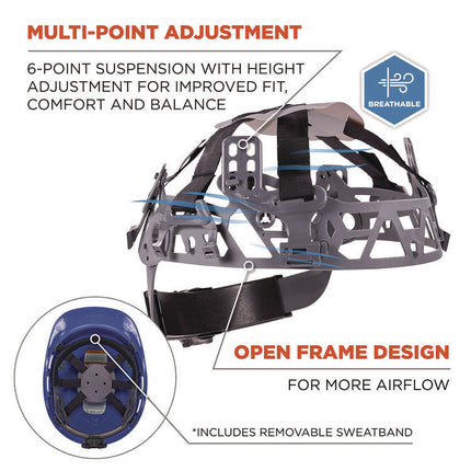 Skullerz 8967 Class E Lightweight Cap-Style Hard Hat, 6-Point Rachet Suspension, Blue