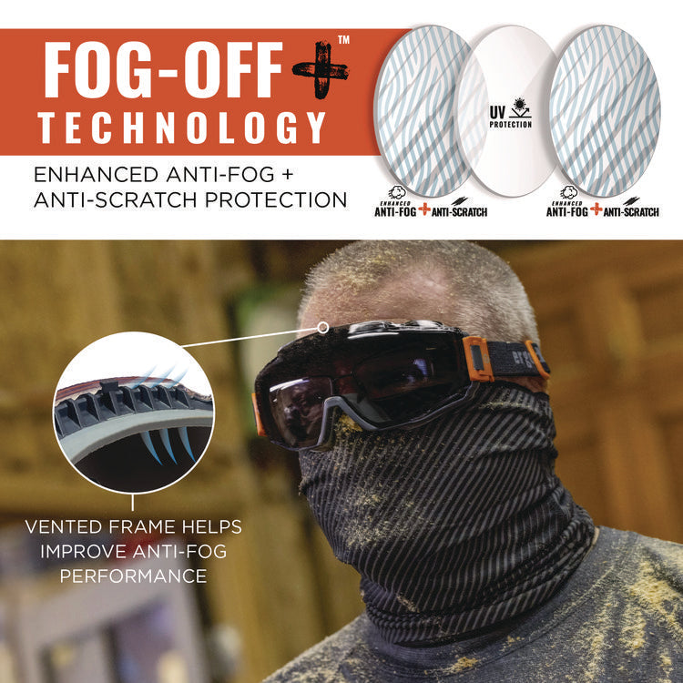 Skullerz MODI OTG Anti-Scratch and Enhanced Anti-Fog Safety Goggles with Elastic Strap, Smoke Lens