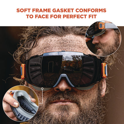 Skullerz MODI OTG Anti-Scratch and Enhanced Anti-Fog Safety Goggles with Neoprene Strap, Smoke Lens