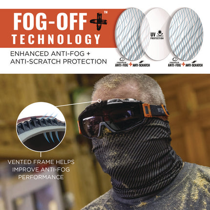 Skullerz MODI OTG Anti-Scratch and Enhanced Anti-Fog Safety Goggles with Neoprene Strap, Smoke Lens