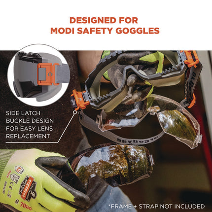 Skullerz MODI OTG Anti-Scratch and Enhanced Anti-Fog Safety Goggles Replacement Lens, Smoke