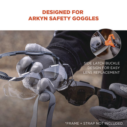 Skullerz ARKYN Anti-Scratch and Enhanced Anti-Fog Safety Goggles Replacement Lens, Smoke