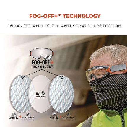 Skullerz ARKYN Anti-Scratch and Enhanced Anti-Fog Safety Goggles with Neoprene Strap, Clear