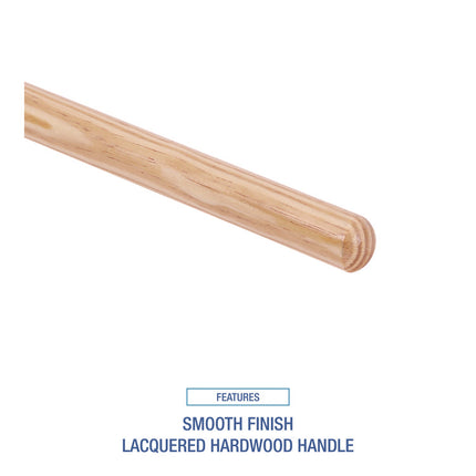 Tapered End Broom Handle, Lacquered Hardwood, 1.13" dia x 54", Natural