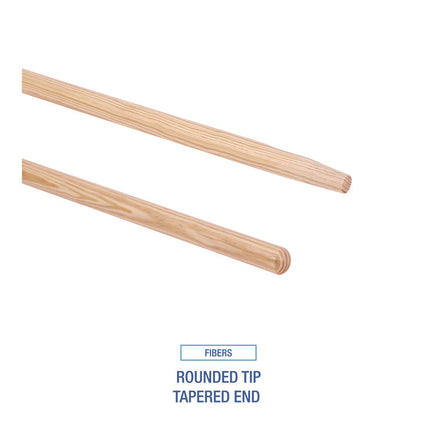 Tapered End Broom Handle, Lacquered Hardwood, 1.13" dia x 54", Natural