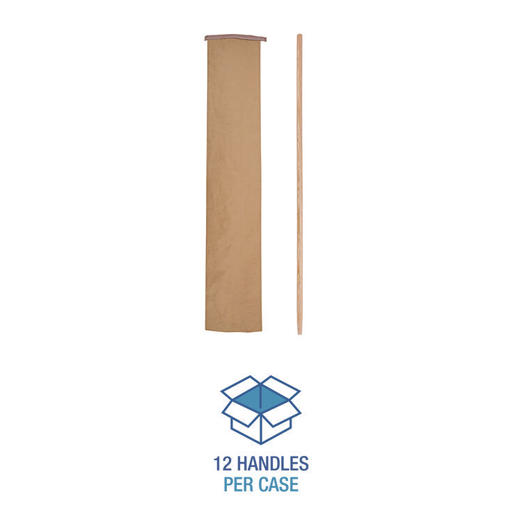 Tapered End Broom Handle, Lacquered Hardwood, 1.13" dia x 54", Natural
