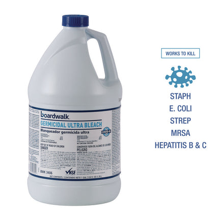Germicidal Ultra Bleach, 6% Sodium Hypochlorite, 1 gal Bottle, 6/Carton