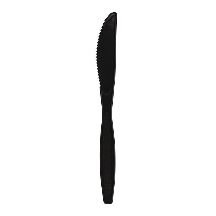 Heavyweight Polypropylene Cutlery, Knife, Plastic, Black, 1,000/Carton