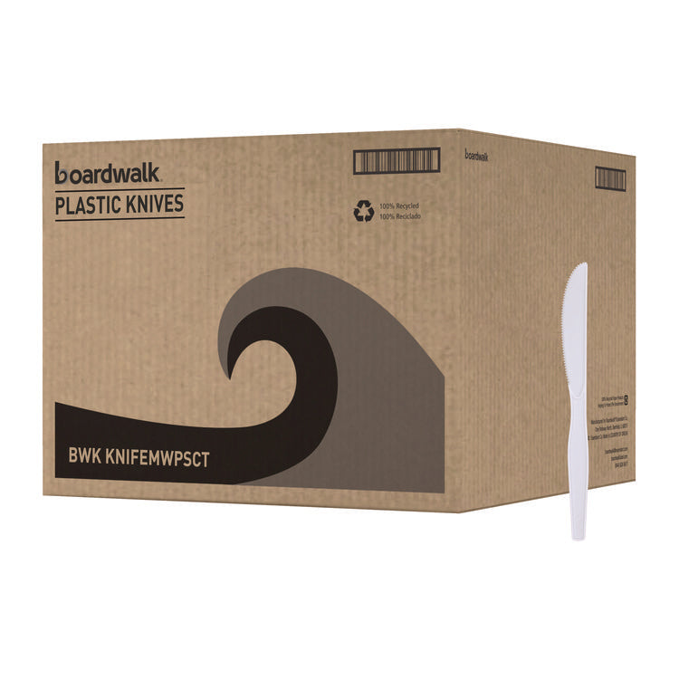 Mediumweight Polystyrene Cutlery, Knife, Plastic, White, 100/Box, 10 Boxes/Carton
