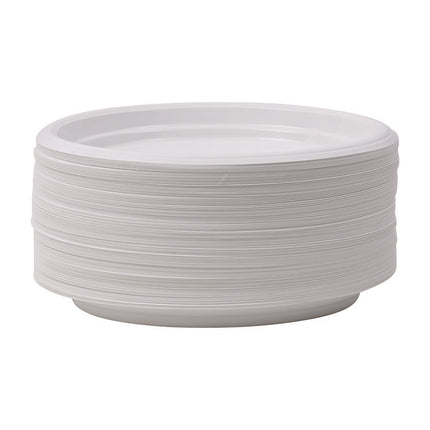 Hi-Impact Plastic Dinnerware, Plate, 9" Dia, White, 500/carton