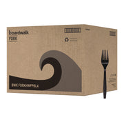 Heavyweight Polypropylene Cutlery, Fork, Plastic, Black, 1,000/Carton