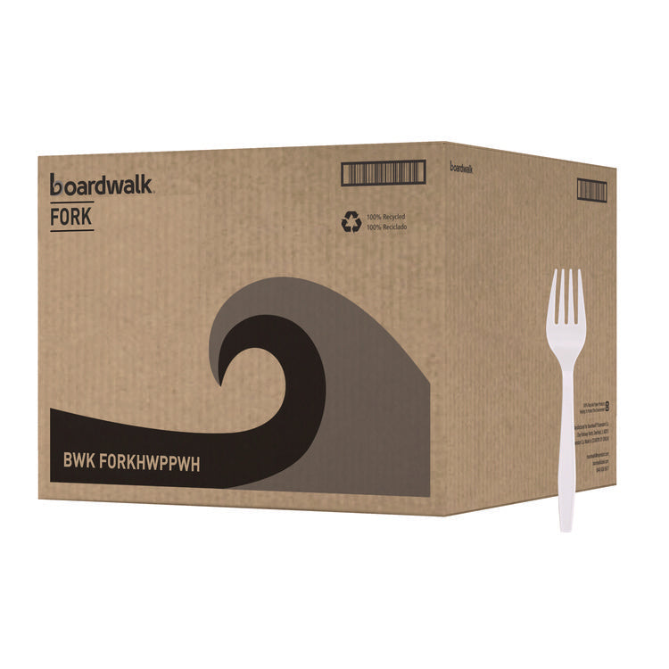 Heavyweight Polypropylene Cutlery, Fork, Plastic, White, 1,000/Carton