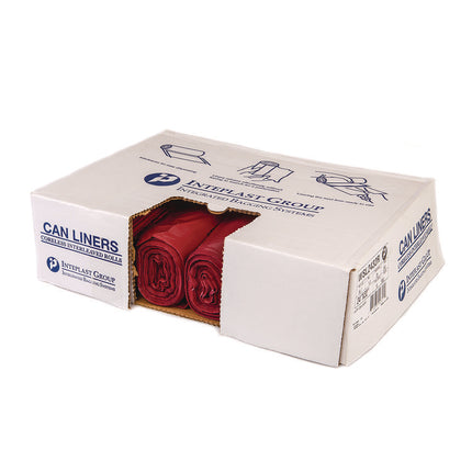 Institutional Low-Density Can Liners, Infectious Waste Biohazard, 10 gal, 1.3 mil, 24 x 23, Red, Interleaved, 25/RL, 10 RL/CT