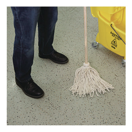Cotton Deck Mop, #16 White Cotton Head, 50" Wood Handle, 12/Carton