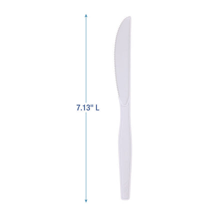 Mediumweight Polystyrene Cutlery, Knife, Plastic, White, 100/Box, 10 Boxes/Carton