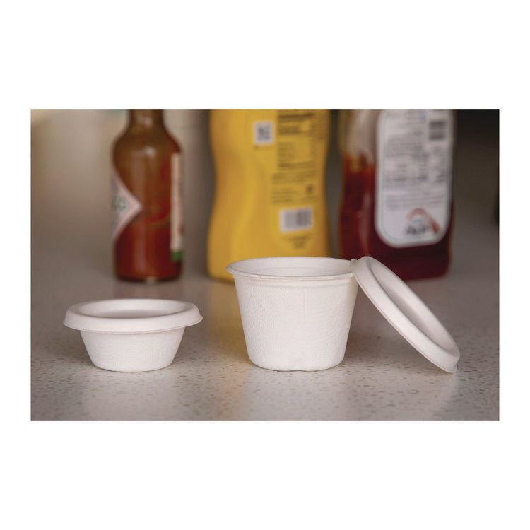 Vanguard Sugarcane Portion Cup Lid, Fits 4 oz Portion Cups, White, 1,800/Carton