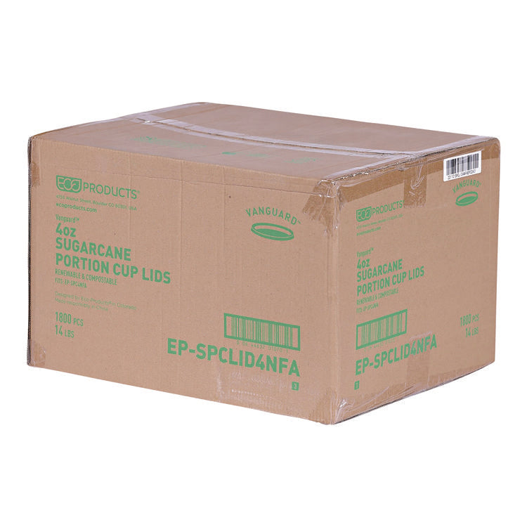 Vanguard Sugarcane Portion Cup Lid, Fits 4 oz Portion Cups, White, 1,800/Carton