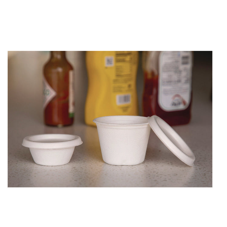 Vanguard Sugarcane Portion Cup Lid, Fits 2 oz Portion Cups, White, 2,500/Carton