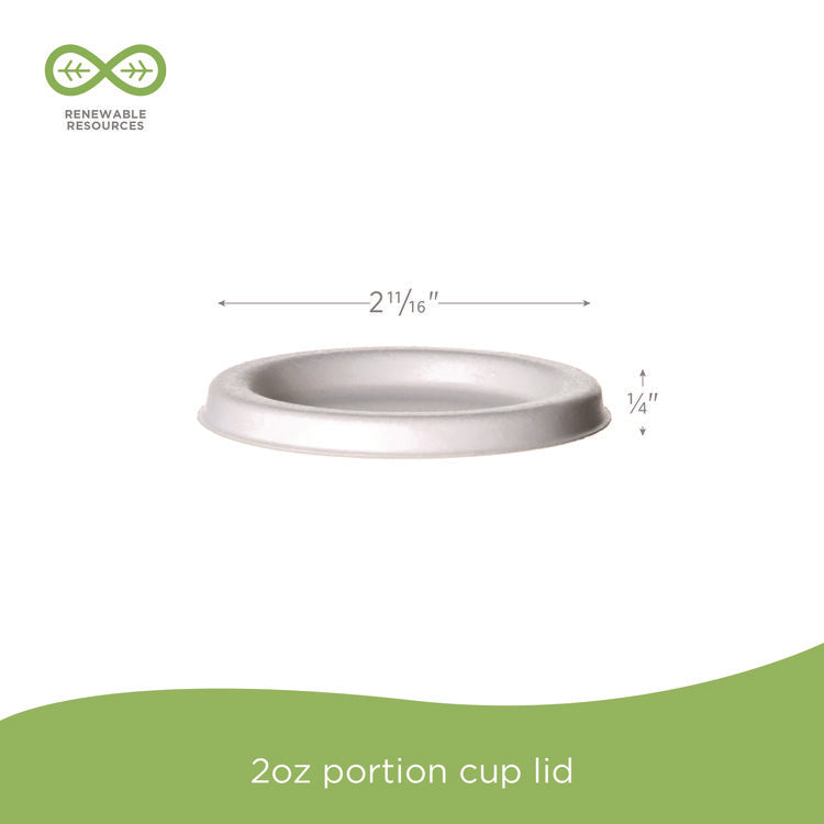 Vanguard Sugarcane Portion Cup Lid, Fits 2 oz Portion Cups, White, 2,500/Carton