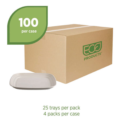 Regalia Renewable Sugarcane Tray, 9.06 x 14.37, White, Sugarcane, 100/Carton