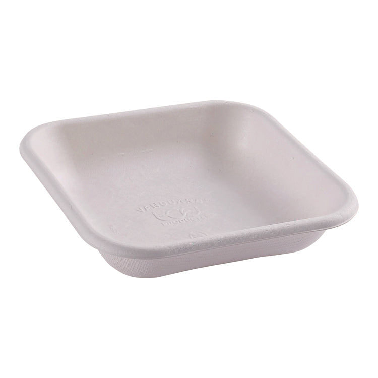 Vanguard Worldview Renewable and Compostable Sugarcane Takeout Containers, 9.9 oz, 5 x 5 x 1, White, 800/Carton