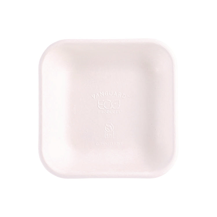 Vanguard Worldview Renewable and Compostable Sugarcane Takeout Containers, 9.9 oz, 5 x 5 x 1, White, 800/Carton