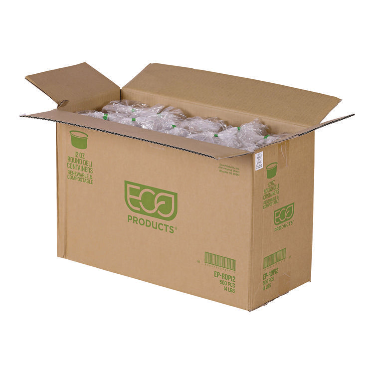 Round Deli Containers, 12 oz, 4.63" Diameter x 2.13" h, Clear, Plastic, 500/Carton