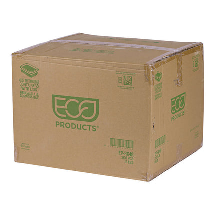 Renewable and Compostable Rectangular Deli Containers, 48 oz, 8 x 6 x 2, Clear, Plastic, 50/Pack, 4 Packs/Carton