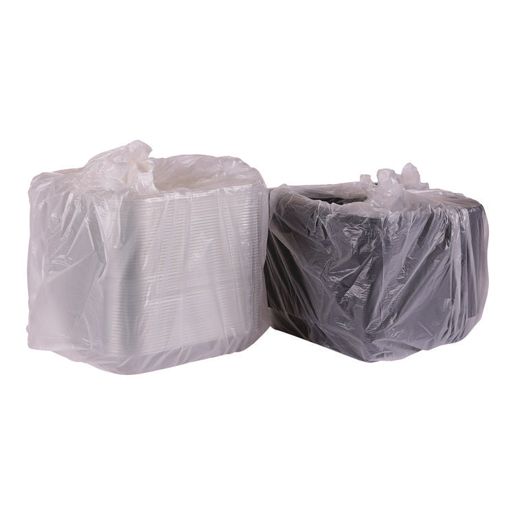 100% Recycled Content 9" Premium Take Out Containers, 42 oz, 9 x 8.8 x 1.6, Black/Clear, Plastic, 50/Pack, 3 Packs/Carton