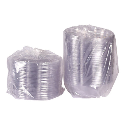 Salad Bowls with Lids, Squat, 64 oz, 9.5" Diameter x 3.2" h, Clear, Plastic, 150/Carton