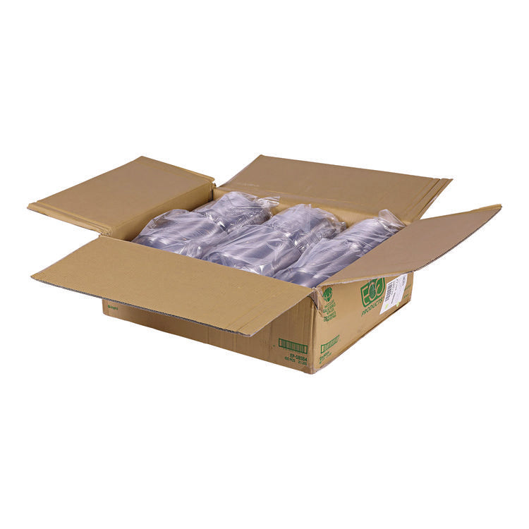 Salad Bowls with Lids, Squat, 64 oz, 9.5" Diameter x 3.2" h, Clear, Plastic, 150/Carton