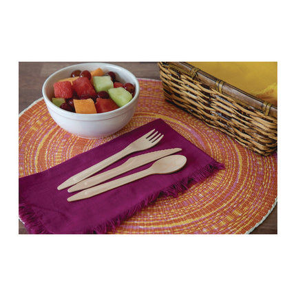 Wood Cutlery, General Purpose, Fork/Knife/Napkin/Spoon, Natural, 500/Carton