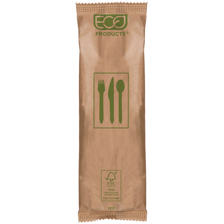 Wood Cutlery, General Purpose, Fork/Knife/Napkin/Spoon, Natural, 500/Carton